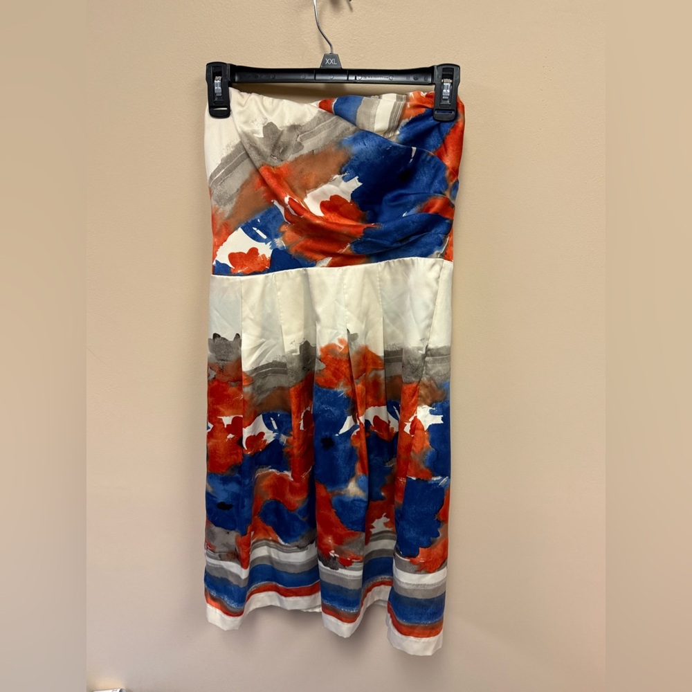 Outback Red Strapless Colorful Abstract Women's Dress size 6